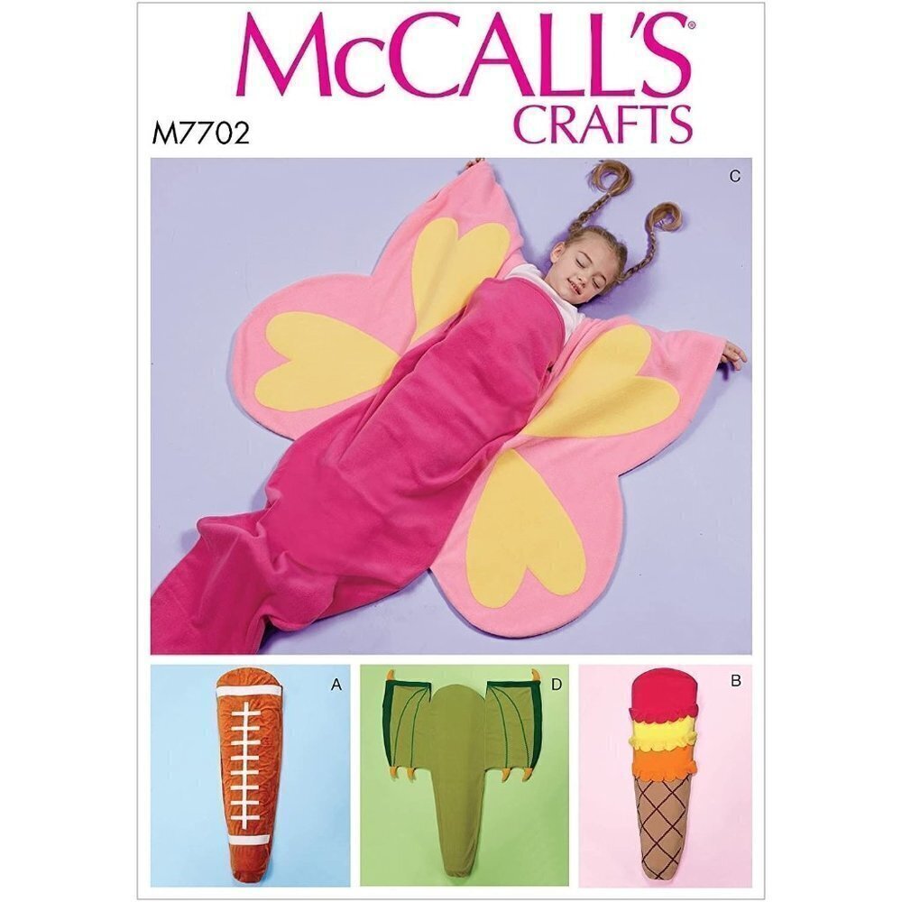 McCalls Sewing Pattern 7702 Blanket Child Butterfly Ice Cream Football